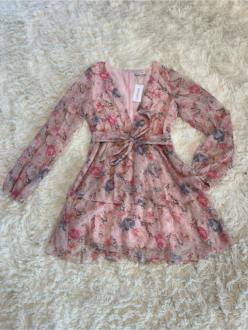 Showpo Floral Long-Sleeve Dress